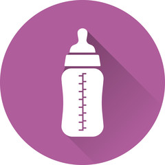 Baby bottle white icon. Vector illustration.