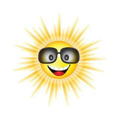 sun face with sunglasses vector illustration
