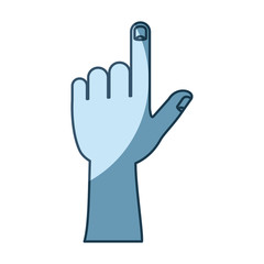 blue shading silhouette of left hand gesture vector illustration