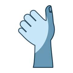 blue shading silhouette of left hand thumb up vector illustration