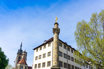Fototapeta na wymiar Stuttgart city with buildings and trees
