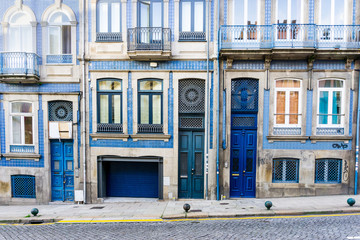 wooden door in old town Porto, Portugal, Europe