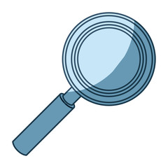 blue shading silhouette of magnifying glass in closeup vector illustration