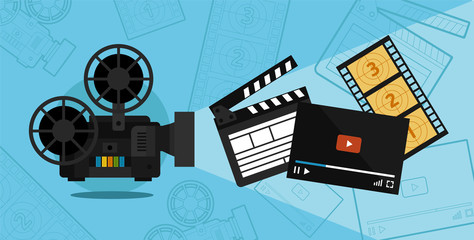 Cinema shooting and video vector illustration of a flat