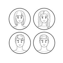 Faces of girls and guys on the avatar flat lines