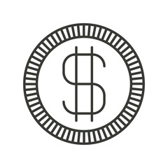 monochrome silhouette of coin with money symbol vector illustration