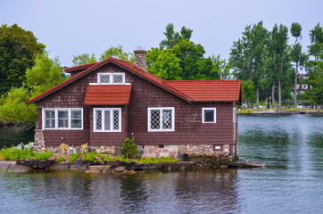 Fototapeta na wymiar A house in the middle of an island