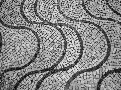 Portuguese pavement patterns at the beach town of Cascais, Portugal