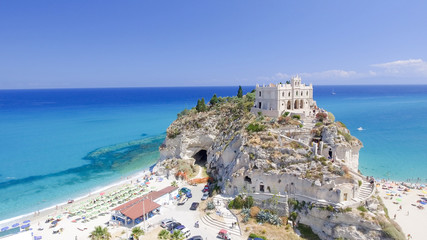 Tropea, Italy. Aerial view of Santa Maria dell'Isola Monastery - obrazy, fototapety, plakaty