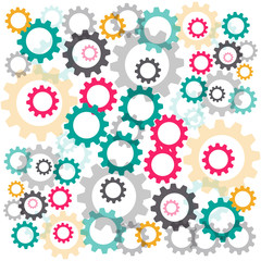 Color gears isolated on white background. Vector illustration