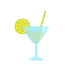 cocktail with lime, flat style