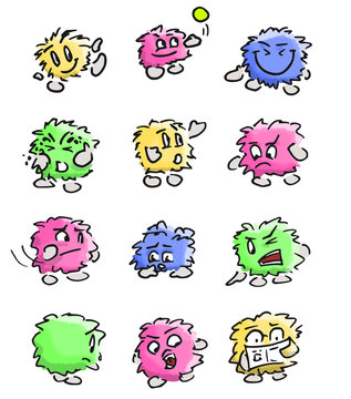 Wollen emoticons gekleurd