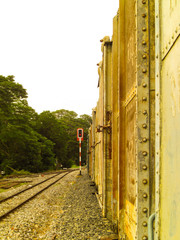 Train on the railroad tracks