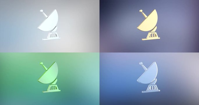 Animated Sattelite 3d Icon Loop Modules for edit with alpha matte
