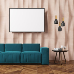 Textured living room, blue sofa