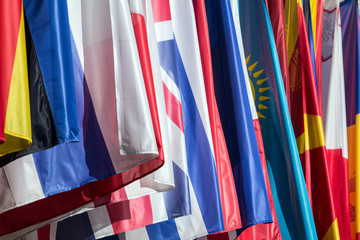 International Flags Multicoloured at Vienna Hofburg  Conference Building