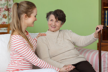 Girl visiting her grandma