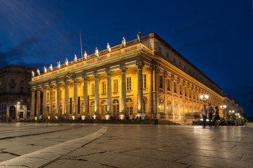 Fototapeta na wymiar The Grand Theatre in Place de Comedie in the city of Bordeaux