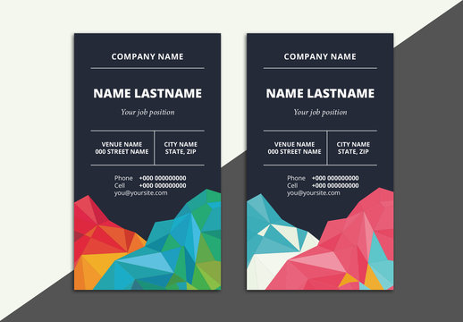 2 Business Card Layouts with Geometric Elements 1