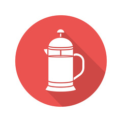 French press flat design long shadow glyph icon