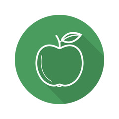 Green apple flat linear long shadow icon