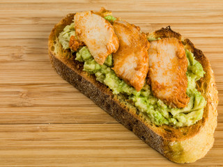 Sliced Chicken and Avocado on Toasted Corn Bread