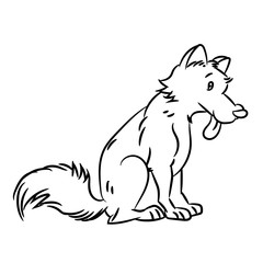 Dog Cartoon - Line Drawn Vector
