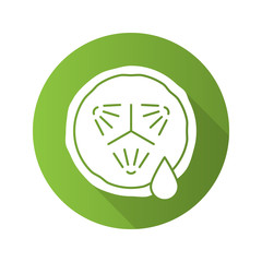Cucumber slice with juice. Flat design long shadow glyph icon