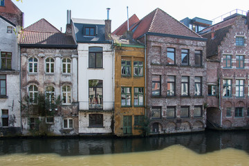 Naklejka premium On the banks of the canal, Ghent Belgium