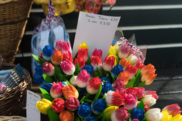 wooden tulips in shop