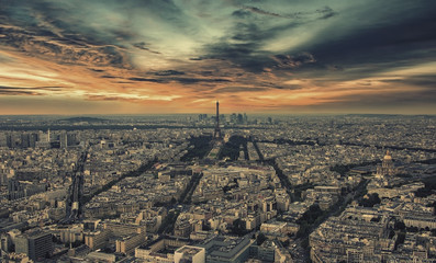 Paris sunset panorama