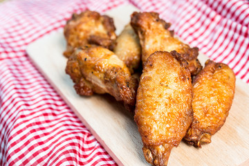 fried chicken wings on table