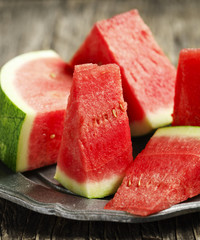 Slices of watermelon on plate