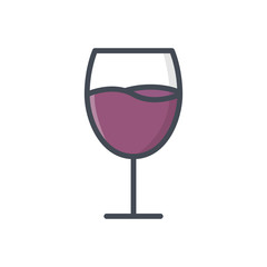 Glass of wine beverage colored icon