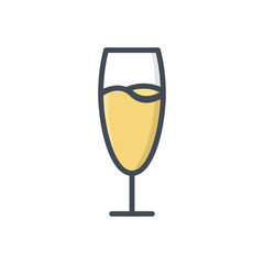 Glass of champagne colored icon