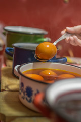 Coloring yellow egg for Easter holiday