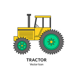 Colorful tractor icon. EPS 10 vector illustration isolated on white.