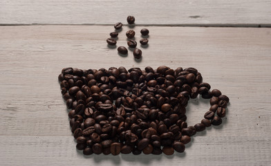 Cup of coffee made from beans.