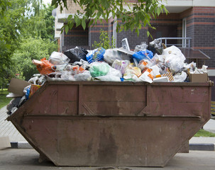 overflowing trashcan