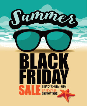 Summer Black Friday Sale Marketing Template. EPS 10 Vector.