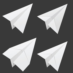 paper airplane set in white illustration