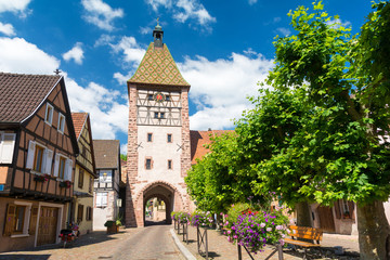 Naklejka premium medieval, half-timbered architecture in Alsace, France