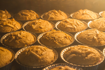 Banana cake in hot oven