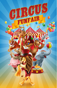 circus funfair with animals