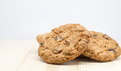 Cookies on a wooden table.