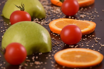 Fruit and vegetables art orange focus