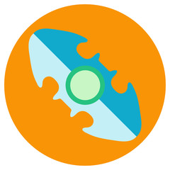 Blue oval spinner a flat style. Vector image on a round orange background. Element of design, interface