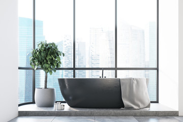 Panoramic bathroom, black tub