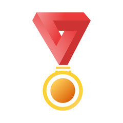 Medal isolated object on white background, in black and white colors