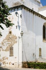 white walls of Church of Santiago in Tavira city